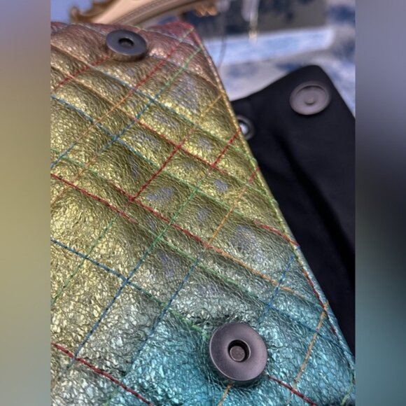 🆕 KURT GEIGER LONDON 🧿 NWOT Mini Brixton Lock Leather Shoulder Bag, Rainbow - Picture 15 of 15